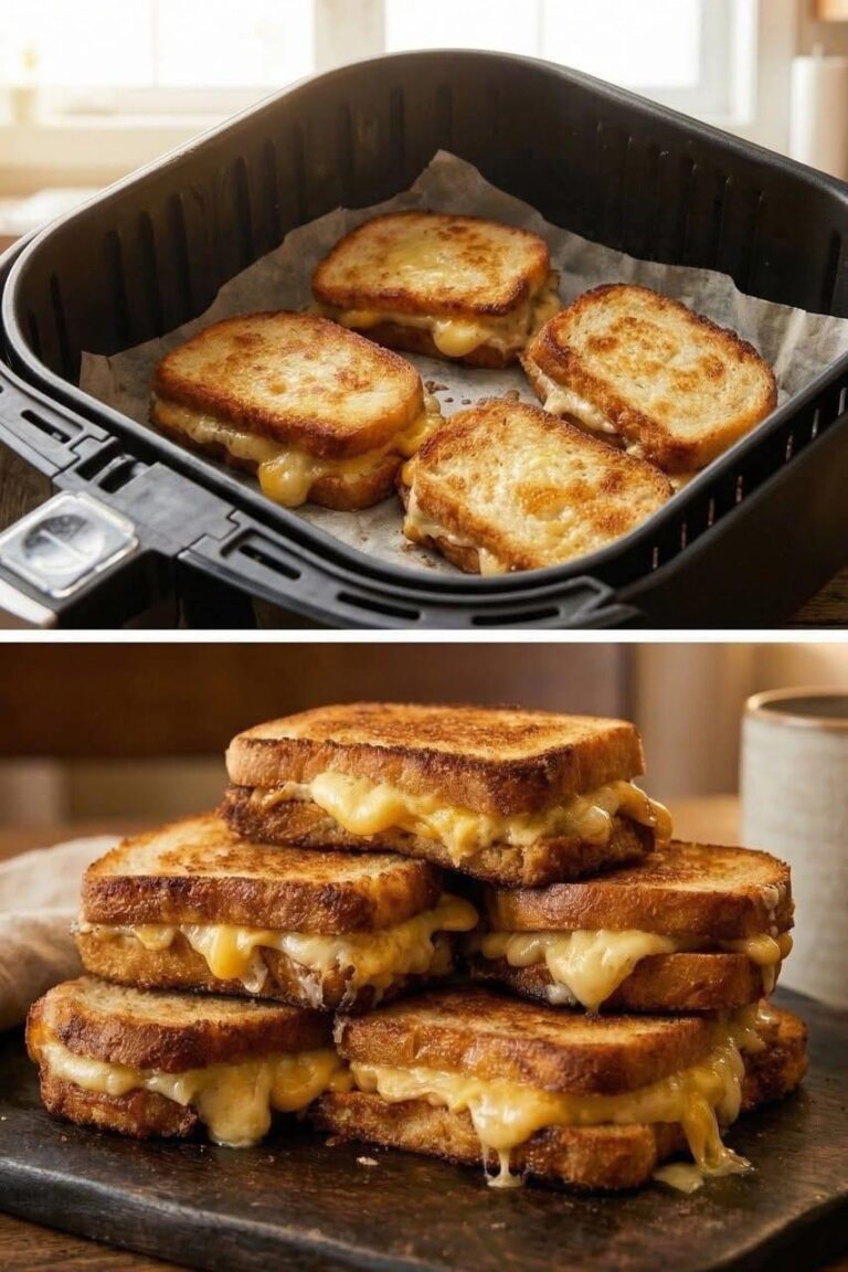 Toast Made with Crispy, Melty Cheese in an Air Fryer