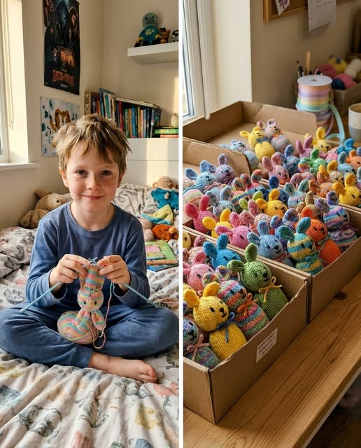 My 9-year-old grandson used his late mother’s sweaters to knit 100 Easter bunnies for sick children. When my new DIL threw them away, calling them “trash,” my son taught her a lesson.