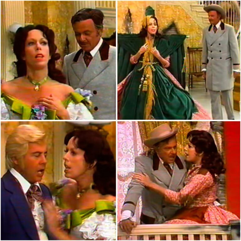 “30 MILLION PEOPLE ONCE LOST THEIR MINDS… OVER A CURTAIN.” It sounds impossible — but in 1976, a green curtain became one of the biggest laughs in television history.On an episode of The Carol Burnett Show, Carol Burnett made her grand entrance descending a sweeping staircase… dressed in what was supposedly a glamorous gown.